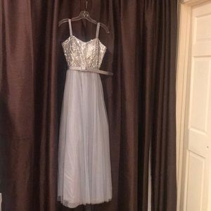 Sequence gown with silk and netting overlay